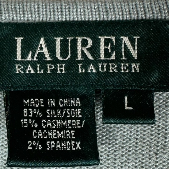 Ralph Lauren 2 pc Sweater Cardigan Tank Twinset Large 12 14 Silk Cashmere Teal - Picture 7 of 7